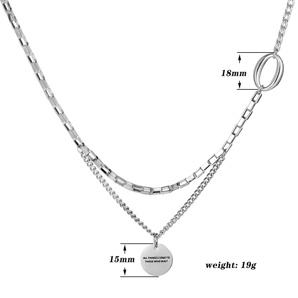 Jhjt stainless steel link chain coin pendant necklaces for women men punk hip hop necklace jewelry female