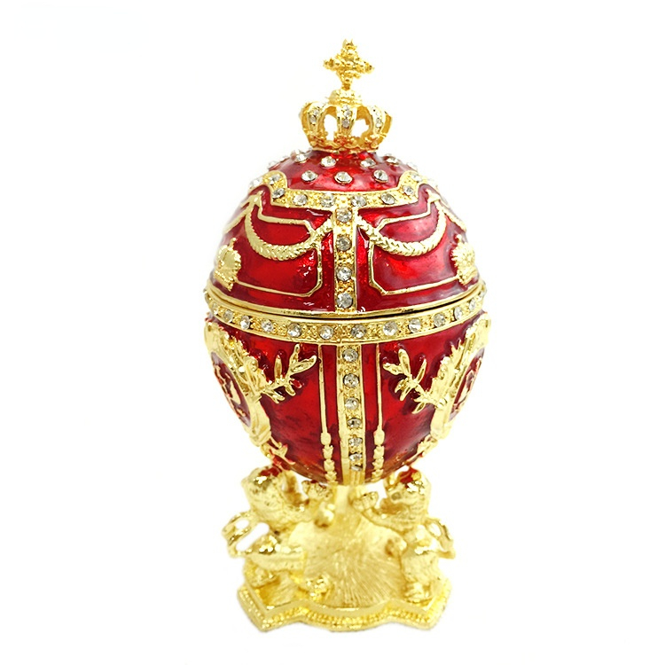thumbnail interactive-video image 1 of XJYGFTS Russian Easter Egg Jewelry Box Hand-Painted Enamel... 1 of 10