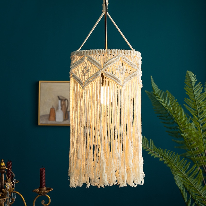 Dafield lampeskærm lampe dæksel lampeskærm lysekrone moderne væglampe skal dekoration bomuld materiale størrelse soveværelse boheme