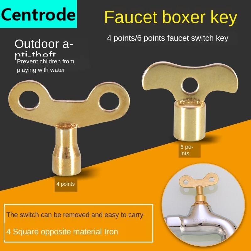 Kraan Sleutel Met Slot, Binnenste Hoeken, 6Mm, Outdoor Tap Water, Anti-Diefstal, outdoor Vierkante 1/2 In Schakelaar Handvat