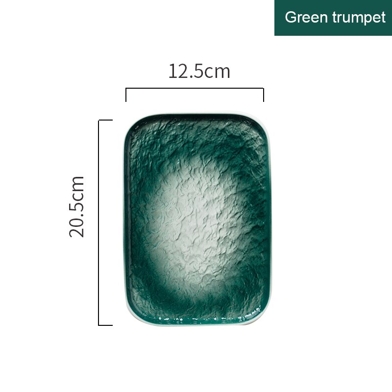 RHE-Conjunto de platos de cerámica con patrón convexo, conjunto de platos de desayuno estilo occidental para restaurante, platos de carne finos: green-small