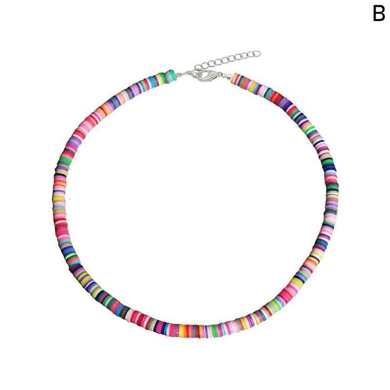 Collar redondo de arcilla suave para mujer, Gargantilla informal a la , joyería multicolor, para accesorios de mujer I0E2: 02