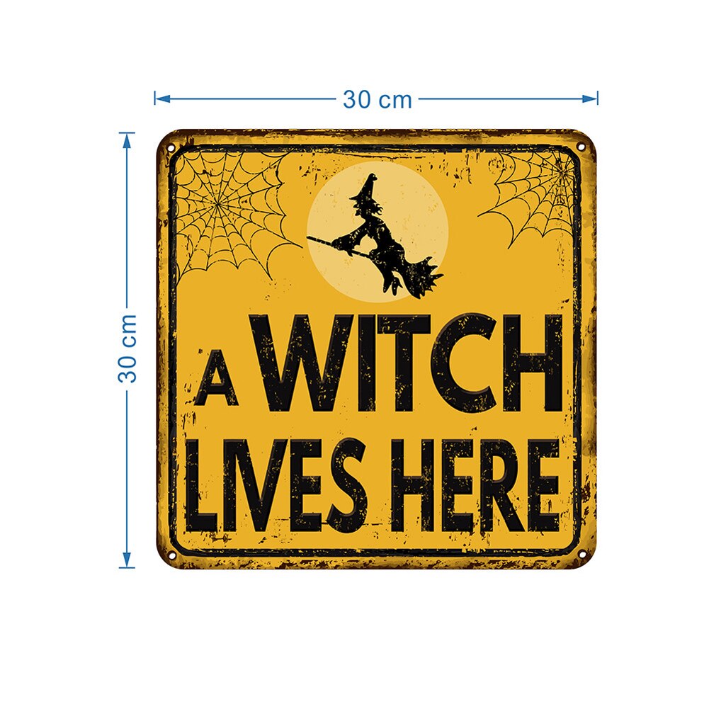 Halloween-skilt plakett advarselsetiketter vintage blikkskilt veggdekor for fest pubklubb huletinnplater grufulle skilt avtagbare: C