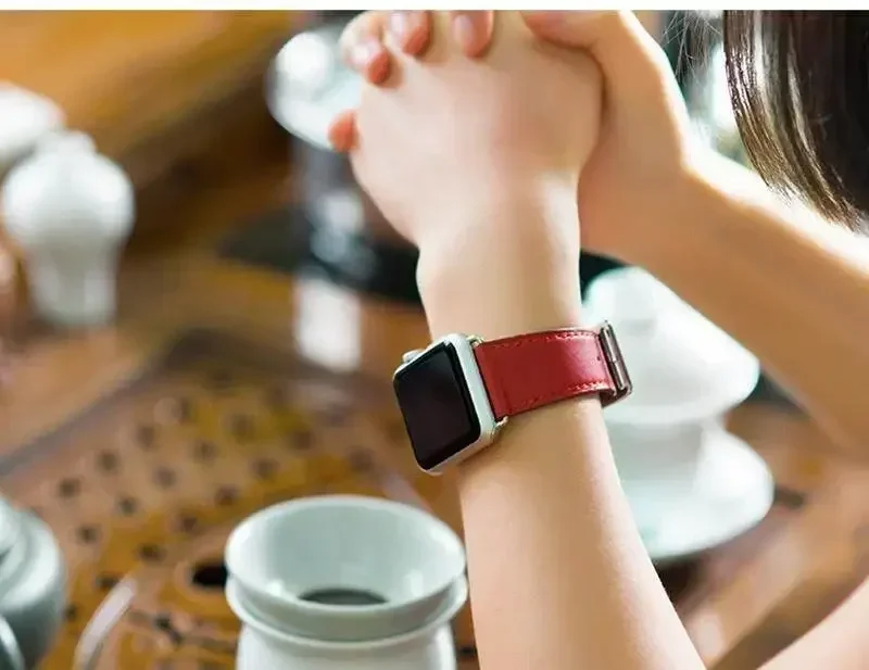 Læderurrem til apple watch-rem serie 9 8 7 6 se 5 4 3 2 1 til iwatch 38mm 42mm håndledsrem til iwatch-rem 44 40 41 45 49mm