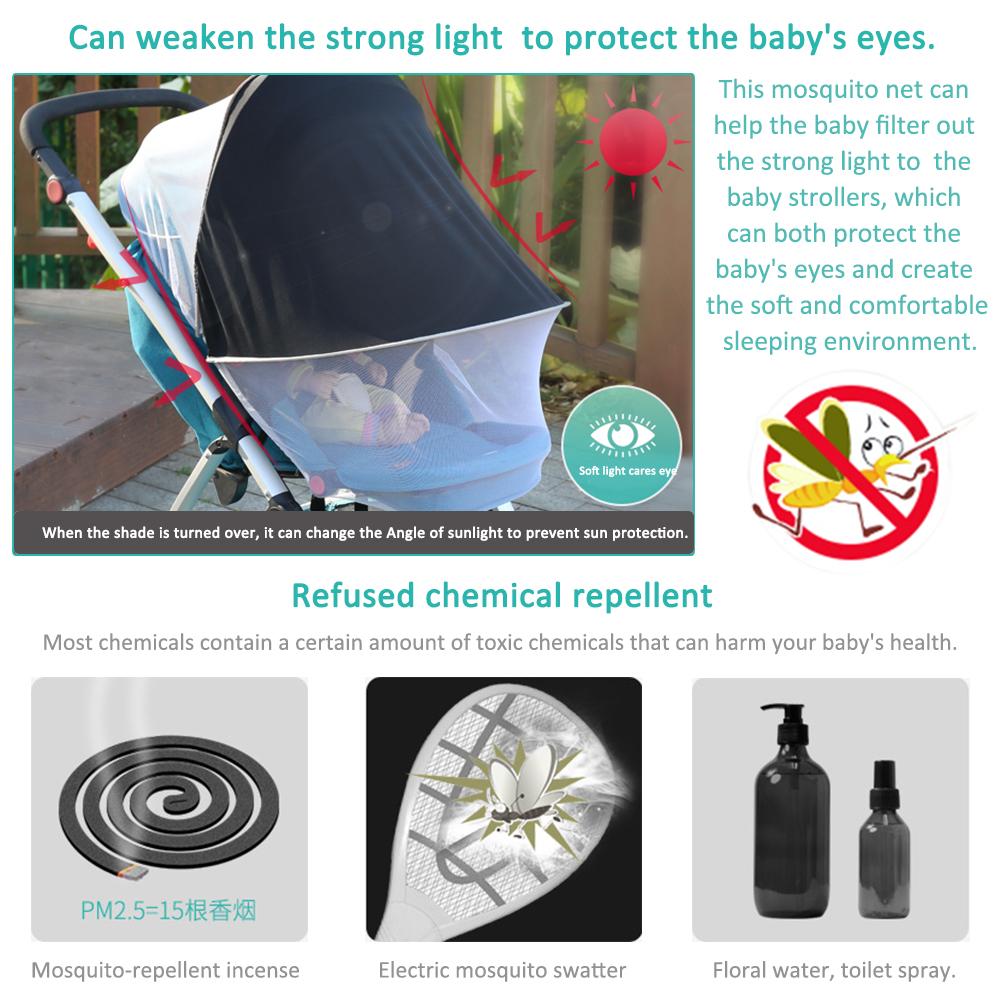Bebé Red Anti-mosquitos para carrito Universal Cortina hasta el suelo Sol de protección UV Mosquito red plegable PE Material de protección del medio ambiente