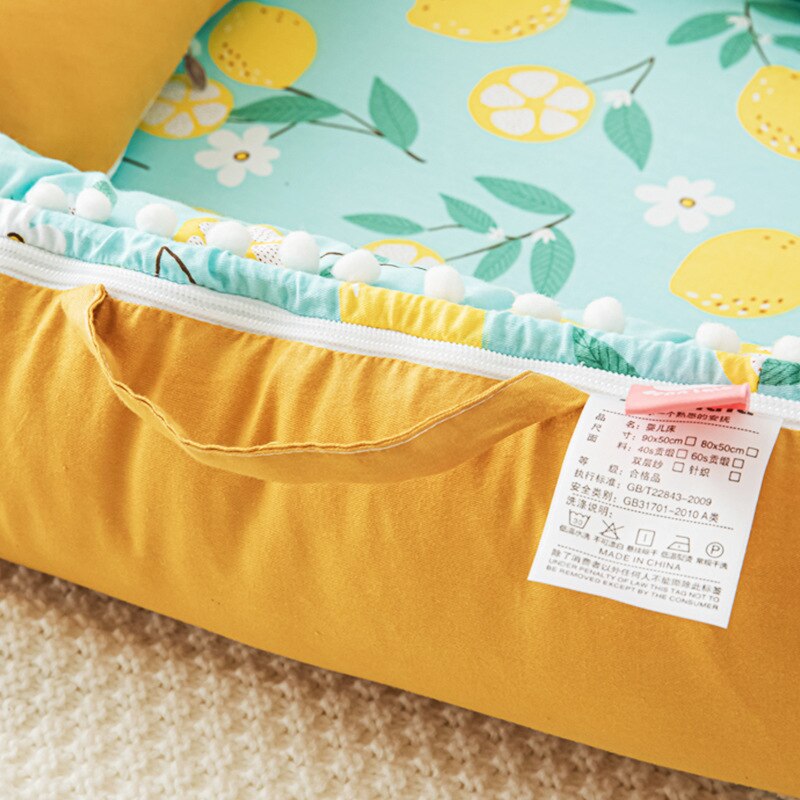 90X50cm Portable Baby Nest Crib Baby Bed Bassinet for Baby Lounger Cotton Baby Nest Co Sleeping Bed