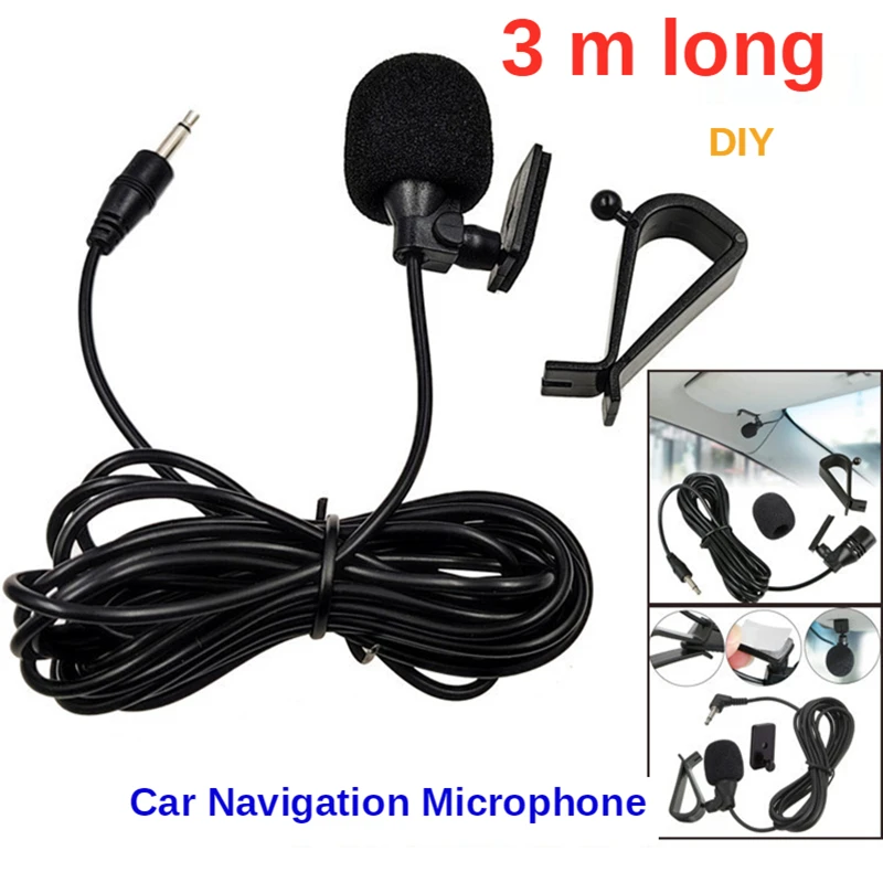 Microphone de voiture Audio Navigation Clip filaire fils externes micros automatiques Radio 3m de Long micro stéréo 3.5mm Mono 2.5mm SM Lotus Jack Plug
