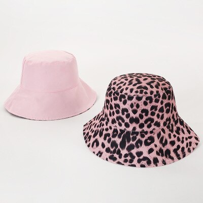 otoño invierno cálido plegable de punto de leopardo Zebra cubo sombrero para mujeres pescador sombreros Floppy protección del sol gorras cálidas: pink Camel