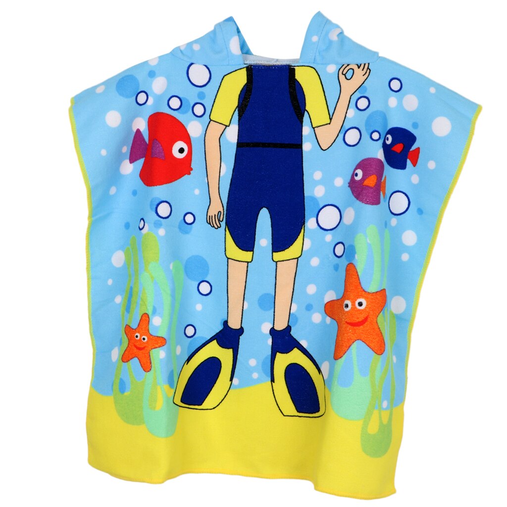 Magideal kinder surf-strandponcho mit kapuze, bademantel, pool- und badetuch mit niedlichen cartoon-motiven, blau und rosa, für jungen und mädchen