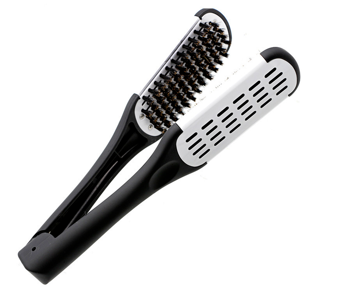 Peine alisador de madera contrachapada de cerámica Natural, cepillo de peluquería de doble cara, abrazadera de fibra, herramientas para el cuidado del cabello