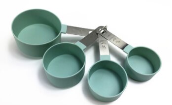 8 Pieces Plastic Measuring Cups and Spoons Set, Measure Cups with Stainless Steel Handle for Dry or Liquid Ingredient: Green Cup (4pcs)