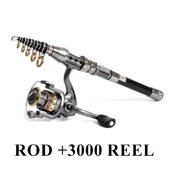Carbon Spinning Fishing Rod Portable Telescopic Fishing Pole for Travel Saltwater Freshwater: KH101 Rod With Reel / 1.5M