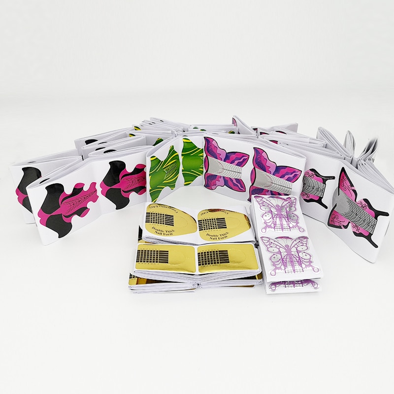 Puntas de Gel UV para esculpir uñas, geles de extensión, guía de forma de papel francés, herramienta de belleza para el hogar