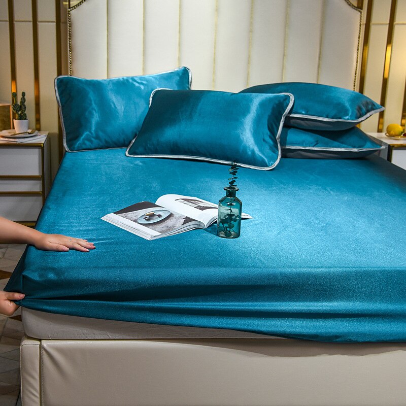 3Pcs Exquisite edge pure color Summer ice silk Mattress mat kit Bedding Light Mat kit Air-conditioned rooms Simmons mattress