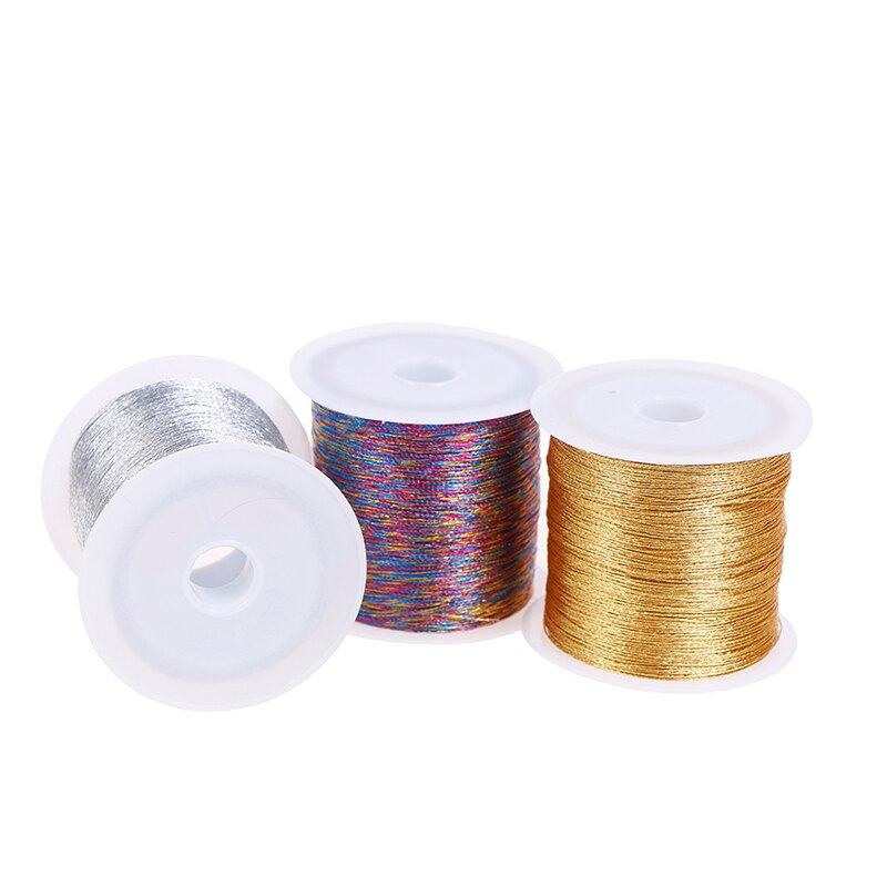 1Roll Gold/Silver 100m Durable Overlocking Sewing Machine Threads Polyester Cross Stitch Strong Threads for Sewing Supplies