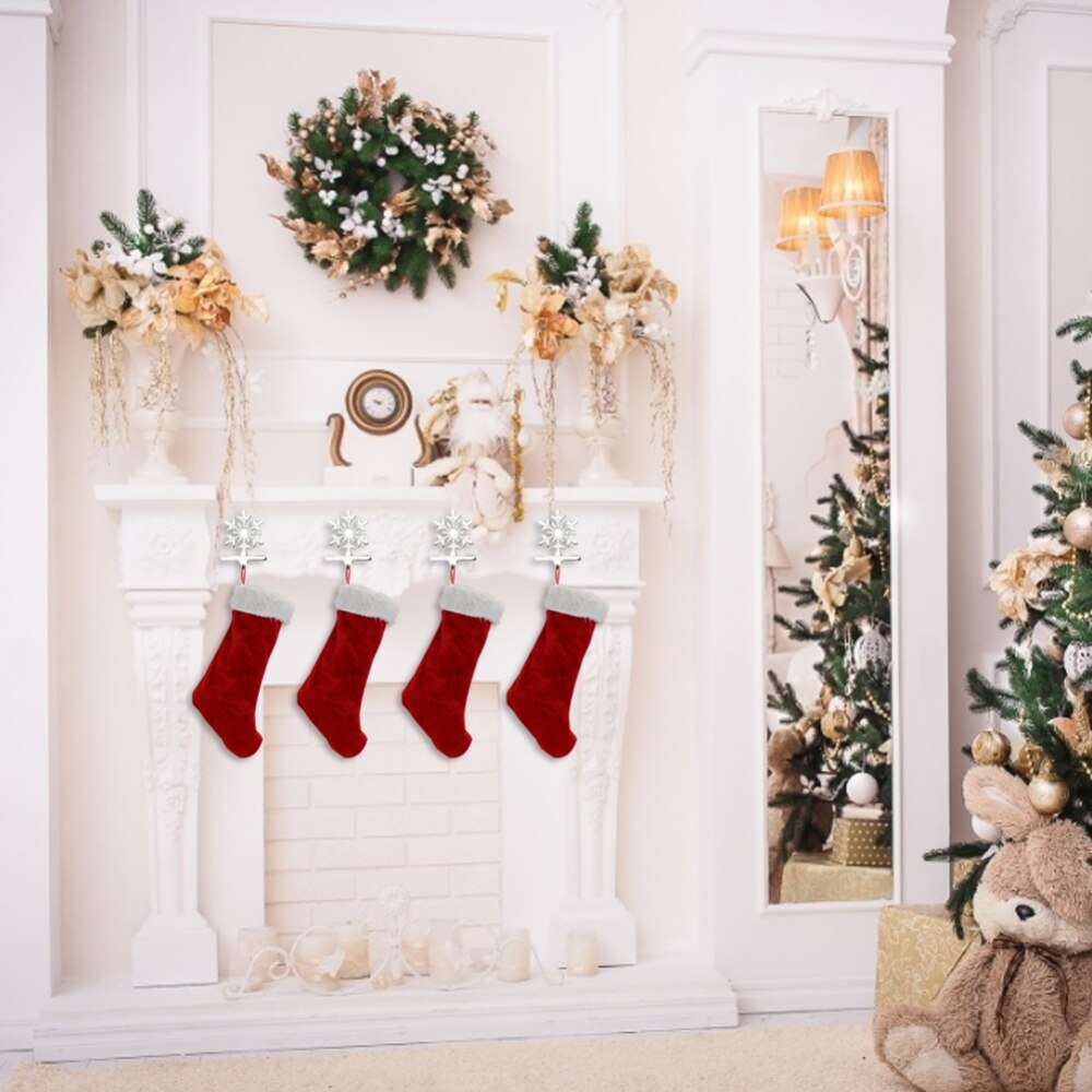 Sneeuwvlok Muur Haak Kerstsok Opknoping Houder Geschikt Voor Haard Mantel Kerst Kous Hanger Decoratie Haken
