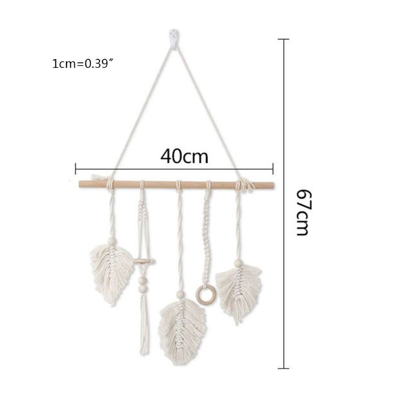 OOTDTY Nordic Hand-woven Cotton Rope Tapestry Macrame Wall Hanging Tassel Pendant Kids Room Decorations