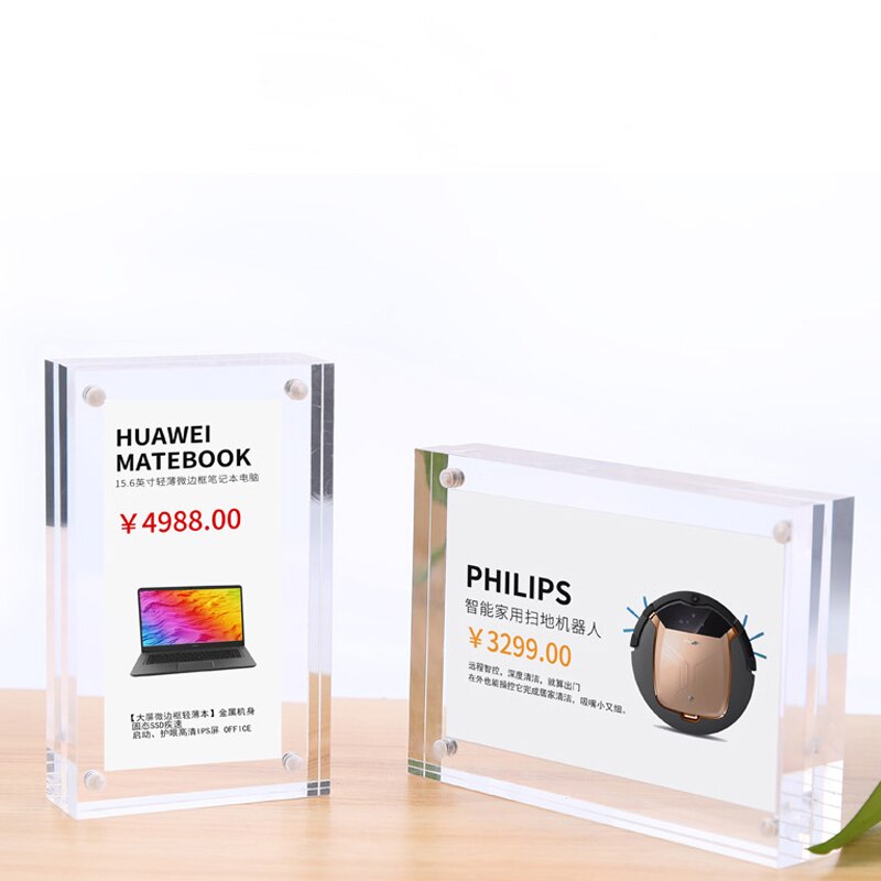 Strong Magnetic Thick 10CM Acrylic Table Card Sign Label Dish Brand Price Display Card Display Stand Phone Price Card