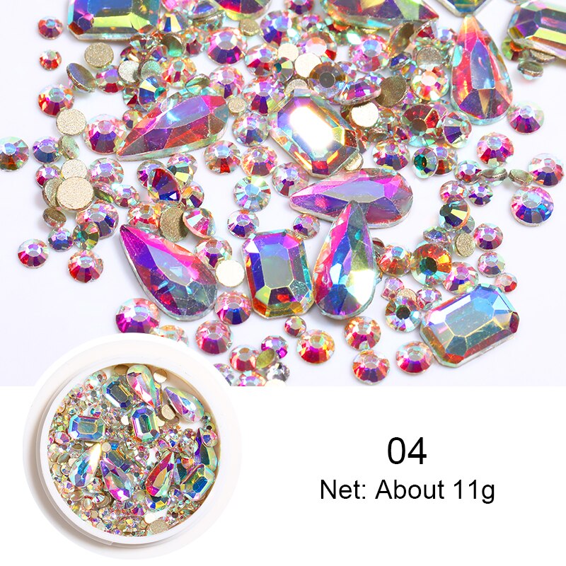 100PCS/Bag Crystals Clear Sharp Flat Back AB Glass Rhinestones Glittering Rhinestone Nails Art Decoration DIY Accessories: 18