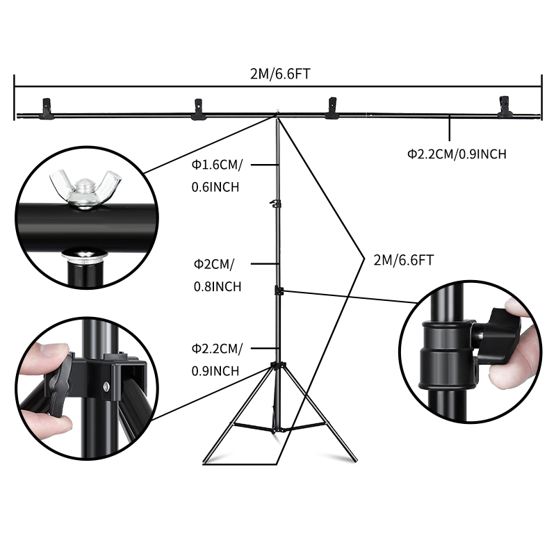 Soporte de fondo para fotografía, sistema de soporte Chromakey, Kits de luz, Video, poliéster, algodón, estudio fotográfico con bolsa de transporte, 2m x 2m