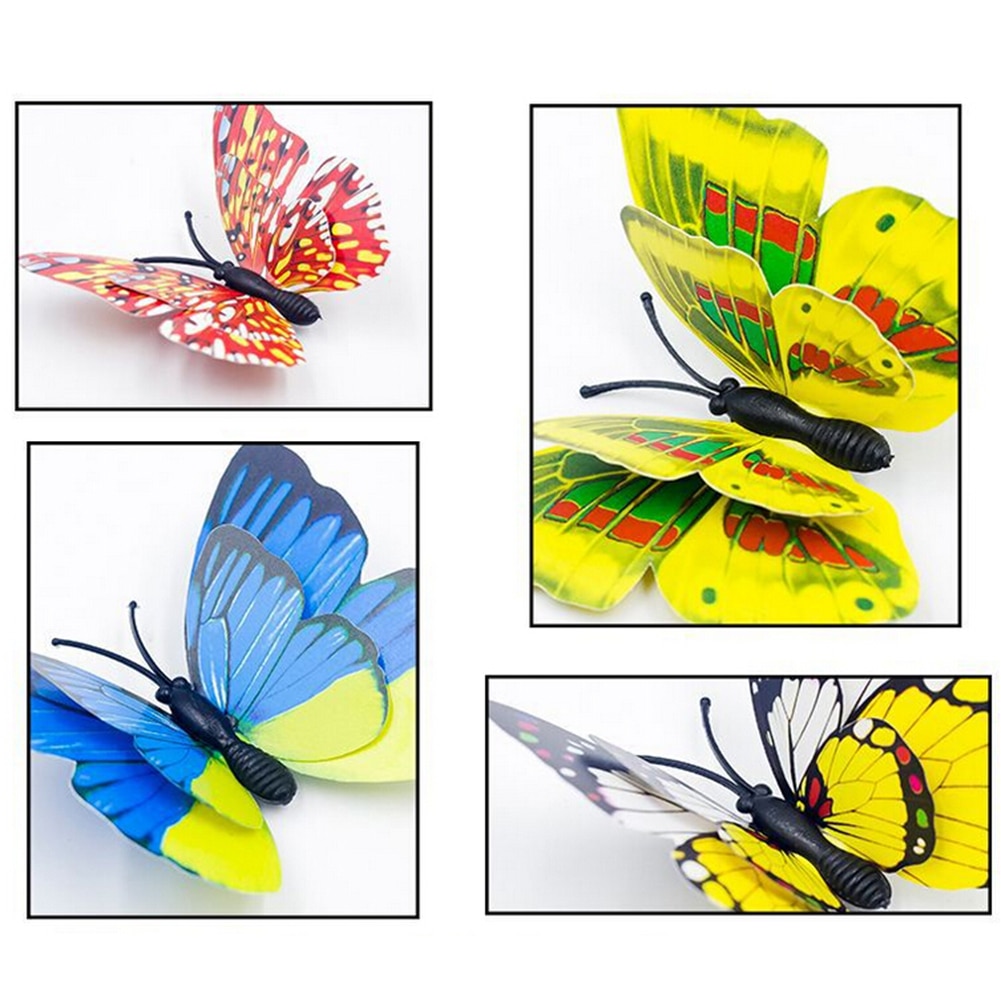 6 stk pvc sommerfugl simulation ornament udendørs have busk fest festival indretning