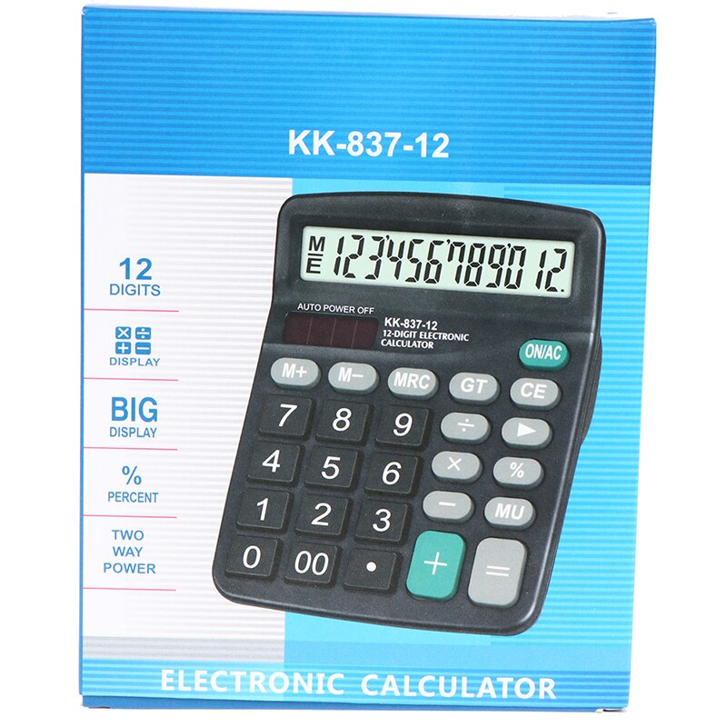 1pcs Office Commercial Calculator Calculate Tool Battery Powered 12 Digit Electronic Calculator Portable