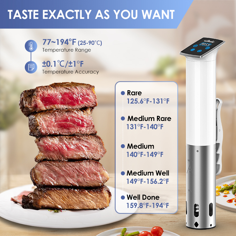 Wancle-cocina Sous Vide al vacío de 1100W, resistente al agua IPX7, circulación de inmersión de cocción lenta, cocina precisa con pantalla Digital LED