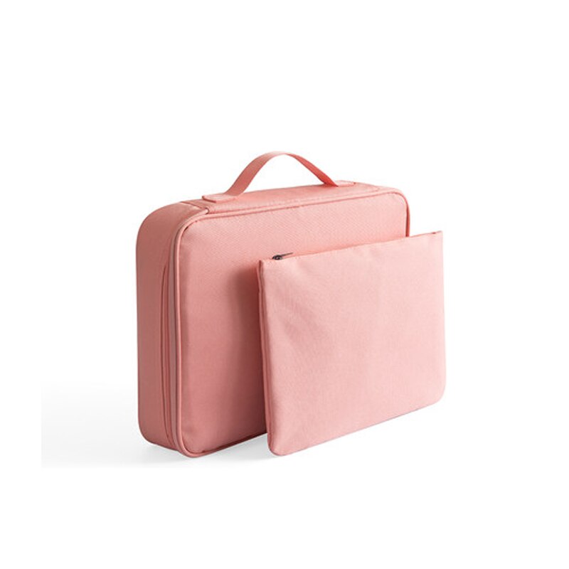 2Pcs Portable Large Packing Cubes Waterproof Hand Luggage Travel Organizer Bag Pouch Password Waterproof File Folder Duffle Bag: Pink letter bag