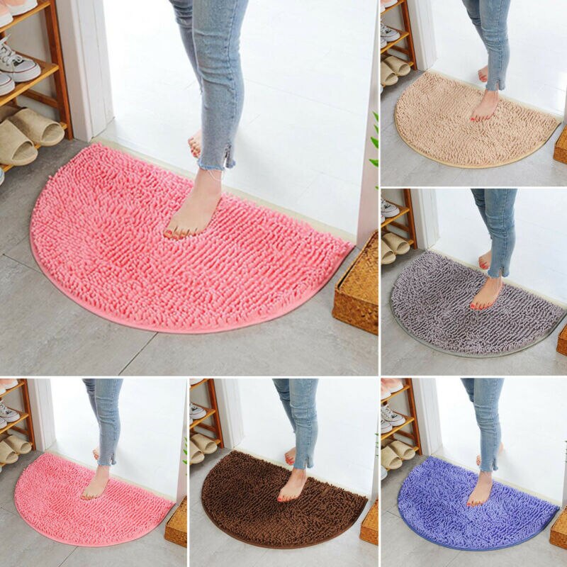 Tapis de bain semi-rond Super absorbant, antidérapant, lavable en Machine, duveteux, duveteux, 60x40cm