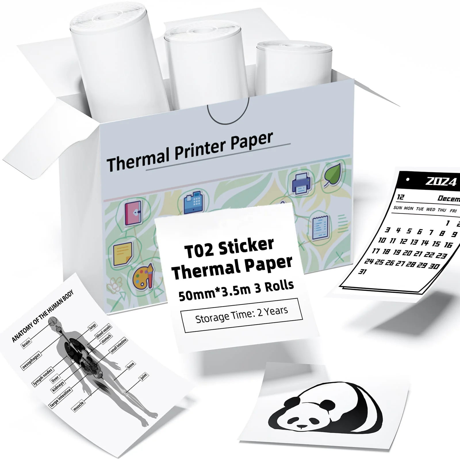 53 mm Thermopapier-Aufkleber für Phomemo/Memoking M02/T02/M04wie/M04S Mini-Drucker für Tagebuch-Foto-Textnotizen: Silber