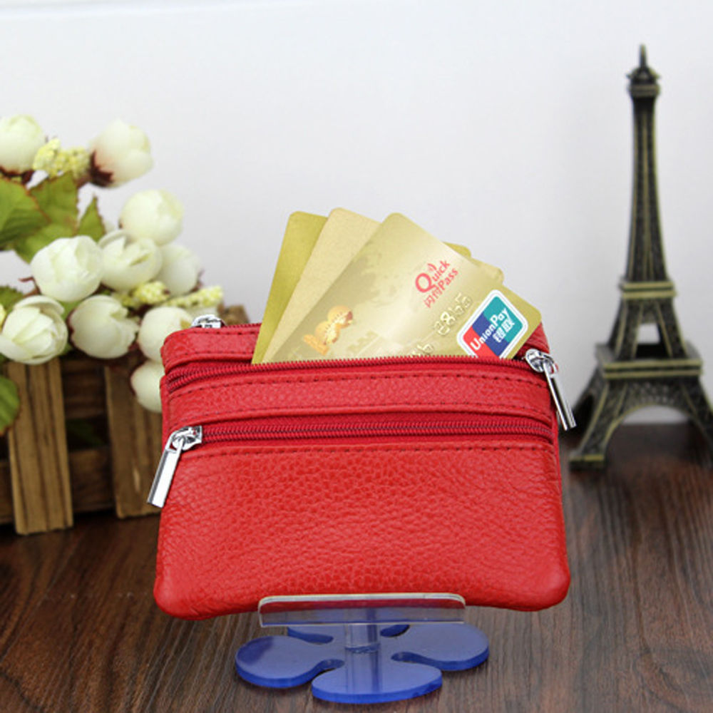 Zachte Unisex Mannen Vrouwen Card Coin Sleutelhanger Rits Portemonnee Lederen Portemonnee Pouch Kleine Verandering Zachte Tas