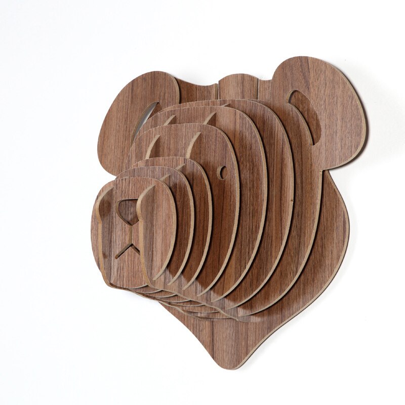 Big 36x40x22cm White Teddy Bear Wall Hanging Craft DIY 3D Puzzle Wood Animal Craft For Home Decoration Polar Bear Animal Head