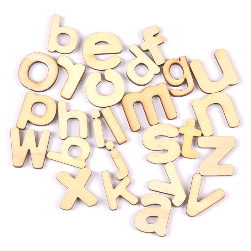 26Pcs natural lowercase Alphabet Letter Wooden Scrapbooking Art Craft for Handmade Accessory Home Decoration 17mm mt2619