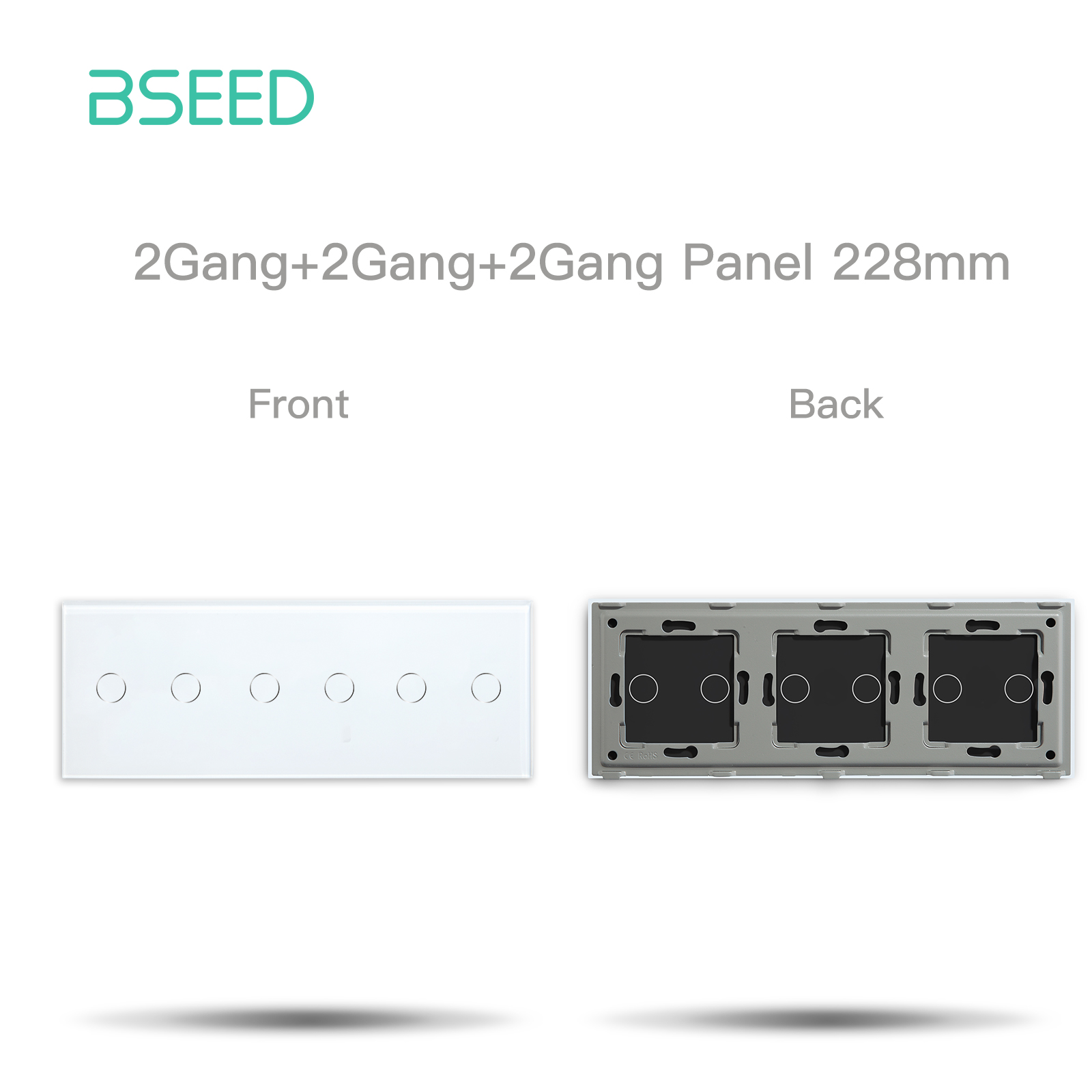 BSEED 1/2/3Gang Wall Touch Switch 1/2/3Way Function Base Stair Switches Spare Parts Sensor Glass Panel DIY Free Combination: Red