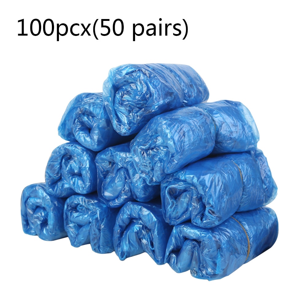 Cubierta de plástico desechable para zapatos, 100 piezas, PE, impermeable, para lluvia de zapatos, hogar, oficina, hospitales, hoteles, uso único/repetido: Default Title