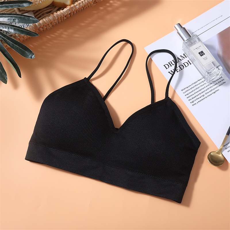 CMENIN Tube Top Cropped Ladies Strapless Tops Ladies Inner Underwear Sexy Solid 7 Colors Cotton Female Underwear B0076: Black