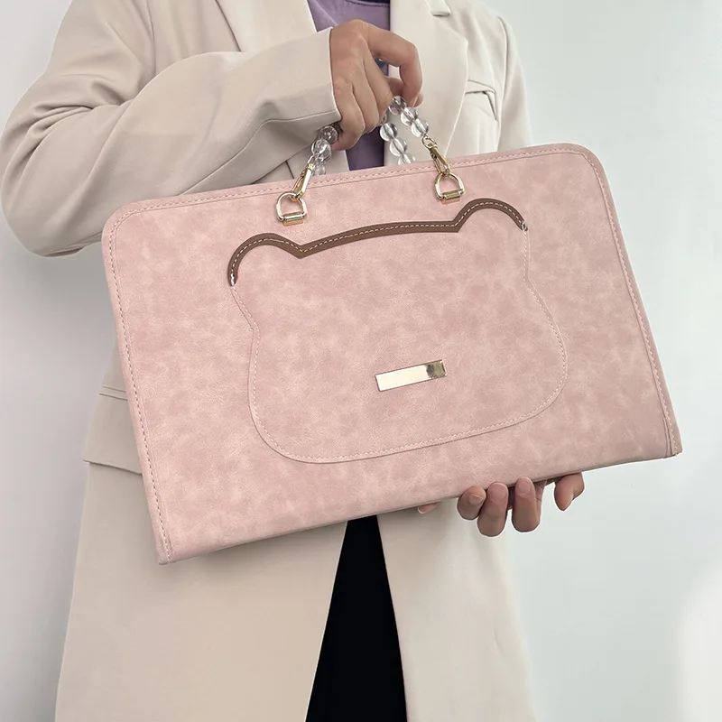 2026 stijlvolle laptoptas, geschikt voor 13, 14, 15 en 16 inch laptops, schattige laptoptas.: 14" / Roze