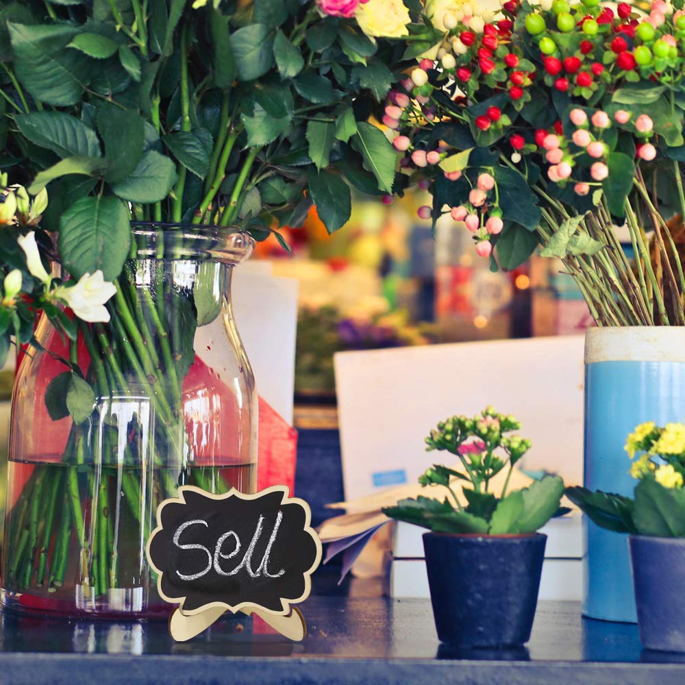 40 Uds Mini carteles de pizarra con soporte Mini letreros con mensajes con caballete, signos de mesa de boda para decoración de alimentos o eventos especiales