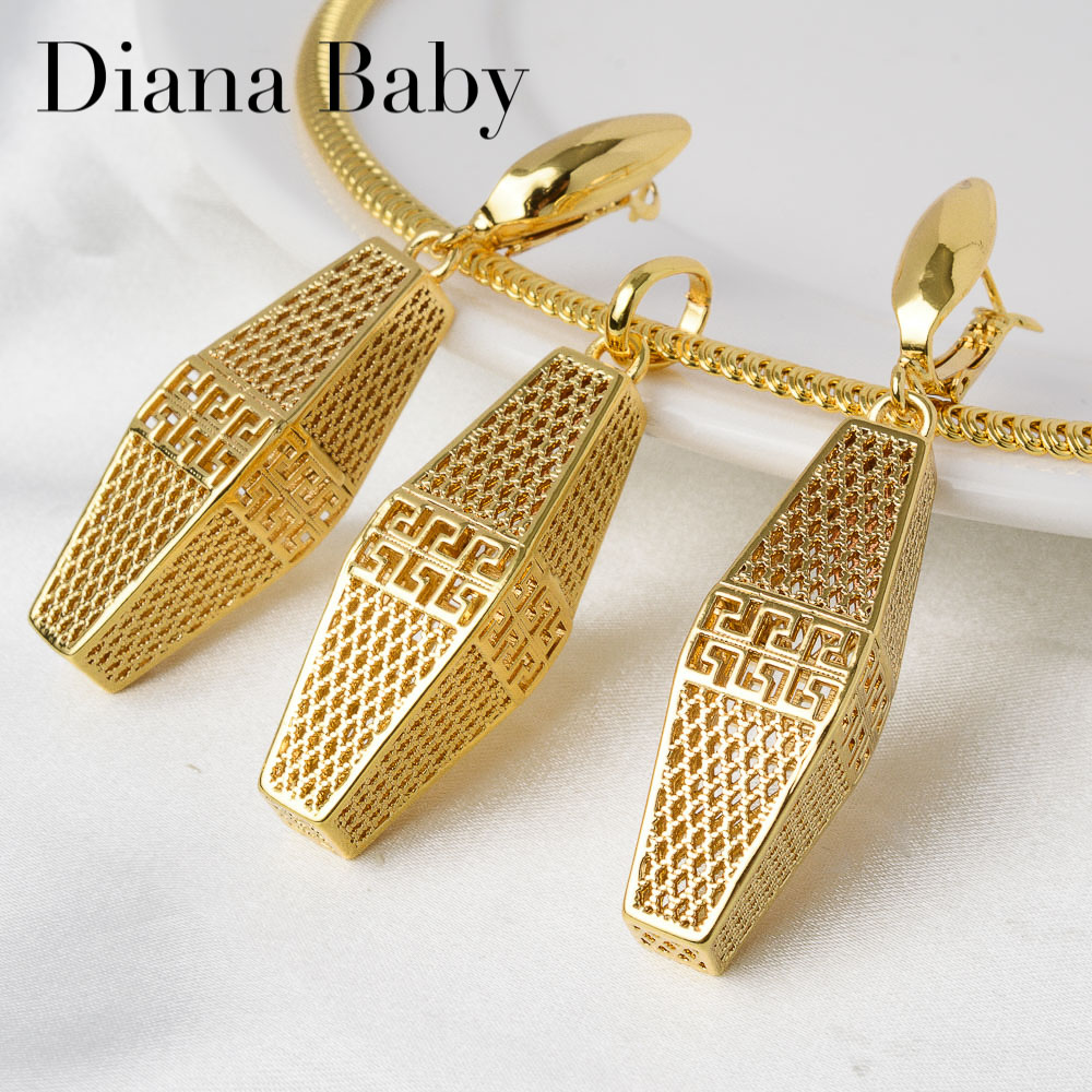 Diana Baby Sieraden Sets Braziliaanse Oorbellen Hangende Ketting 18K Gold Geplant Voor Vrouwen Bridal Wedding Party Anniversary