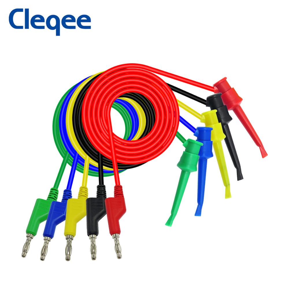 Cleqee P1045 Test Haak Clips Om 4Mm Stapelbare Banana Plug Test Leads Diy Elektronica Kabels Voor Multimeter Koper 100cm 500V/5A