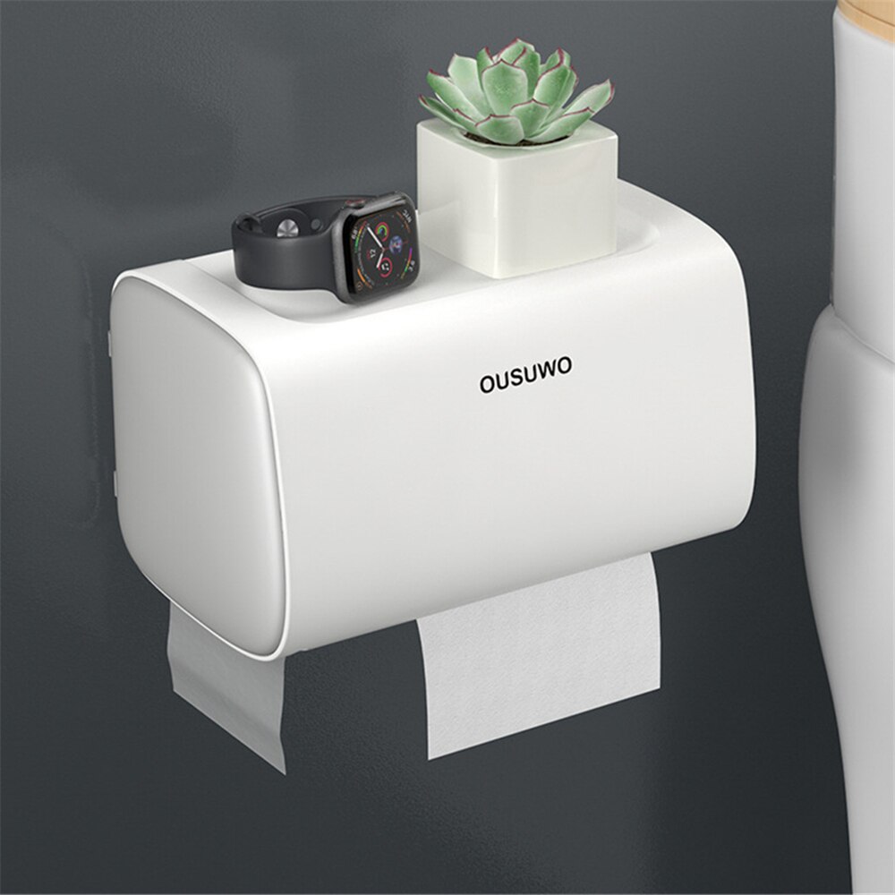 Wall Mounted Toilet Paper Holder Waterproof Tray Roll Tube for Toilet Paper Storage Box Tray Tissue Box Shelf Bathroom Product: B