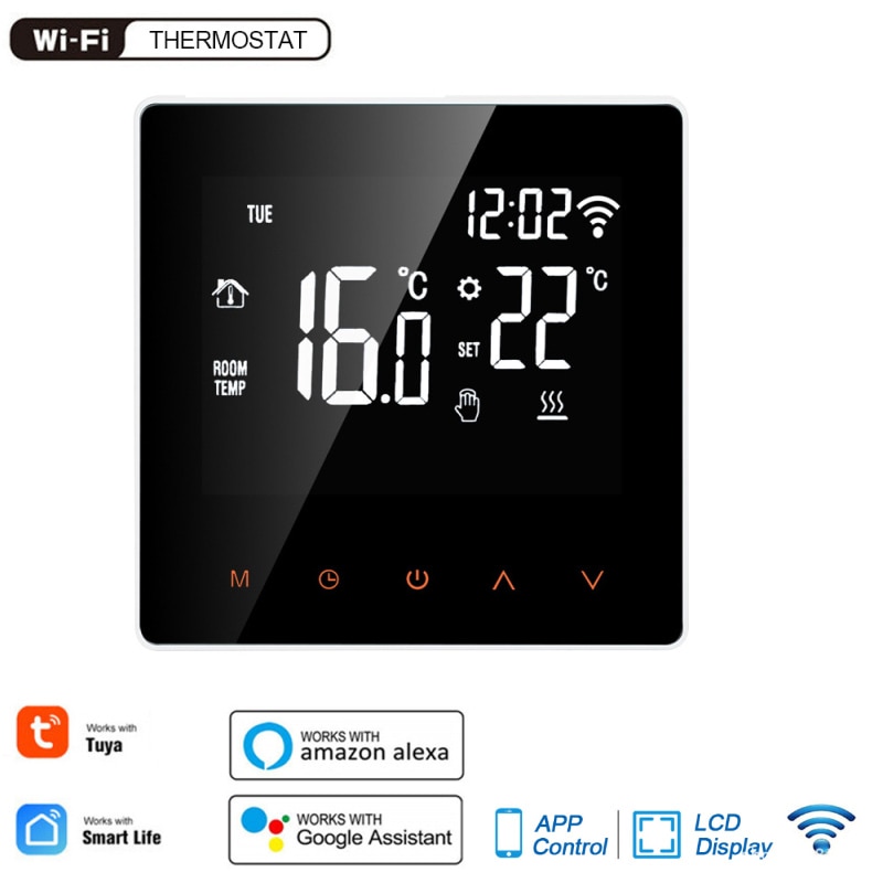 Smart wifi termostat elektrisk gulvvarme vand/gasfyr berøringsafbryder temperaturregulator arbejde med google home alexa