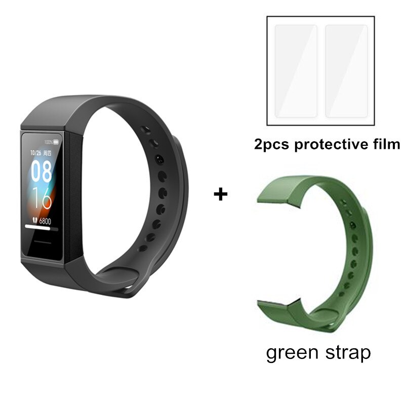 Xiaomi-pulsera inteligente Redmi Band Original, brazalete de Fitness con pantalla táctil a Color de 1,08 pulgadas, Control del ritmo cardíaco y de la música: add green strap