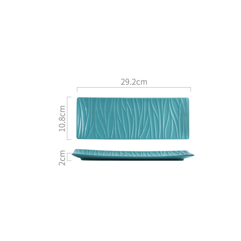 Rechthoekige sushi-dessertborden, eenvoudig herbruikbaar servies, keramisch magnetronbestendig steakbarbecuebord, huishoudelijke keukenbenodigdheden: Groen-l -1