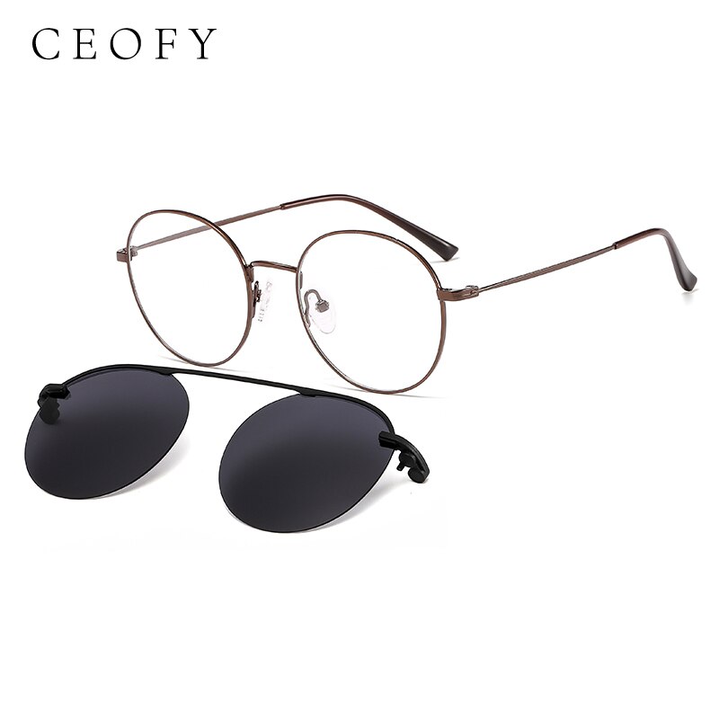 CEOFY – lunettes de soleil polarisées pour hommes et femmes, monture ronde avec Clip magnétique