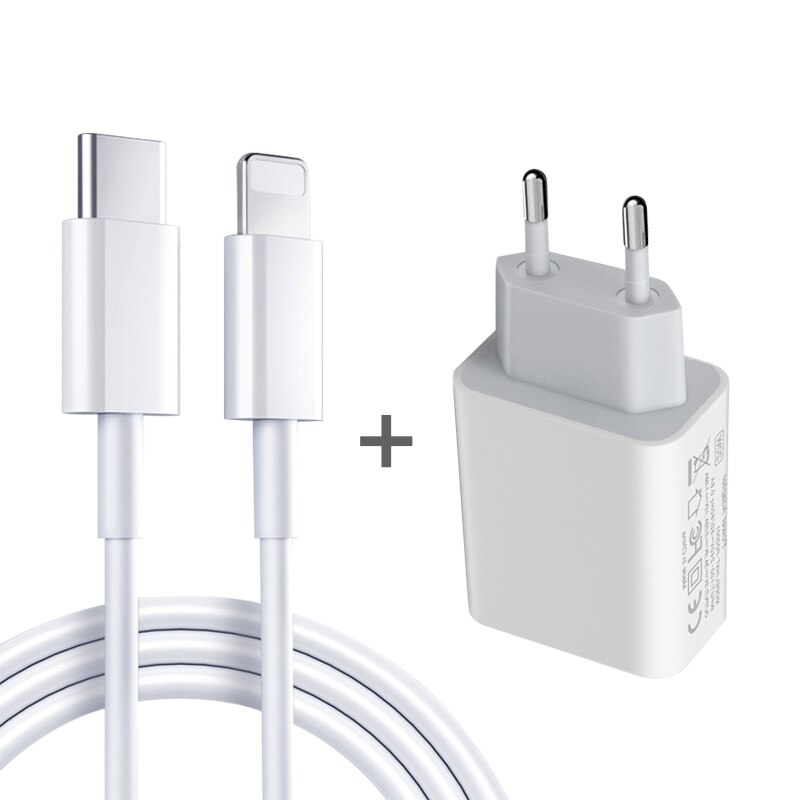Original 20W USB-C Charger Adapter For iPhone 12 Pro Max 12 mini 11 XS Fast Charging EU Plug Quick PD USB Type C Travel Charger: EU 20W C2A