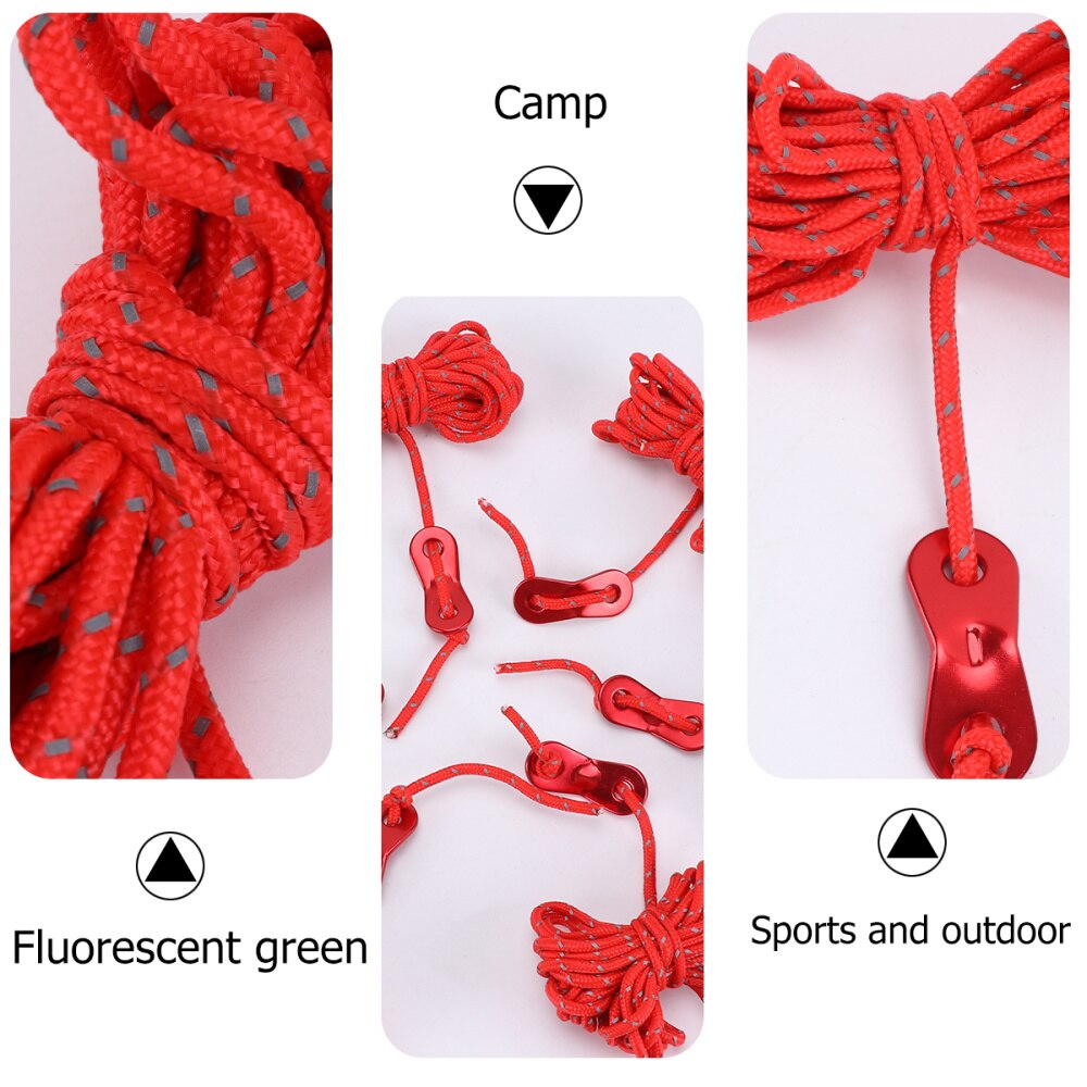 6Pcs 4 Meter Guyline Tent Touw Reflecterende Touw Tent Cord Met 2-Eye Touw Spanners Voor Camping Wandelen backpacken (Groen)