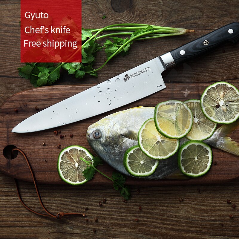 Japansk gyuto kockkniv western sashimi sushi knivar fruktkniv multifunktion tysk import 1.4116 stål