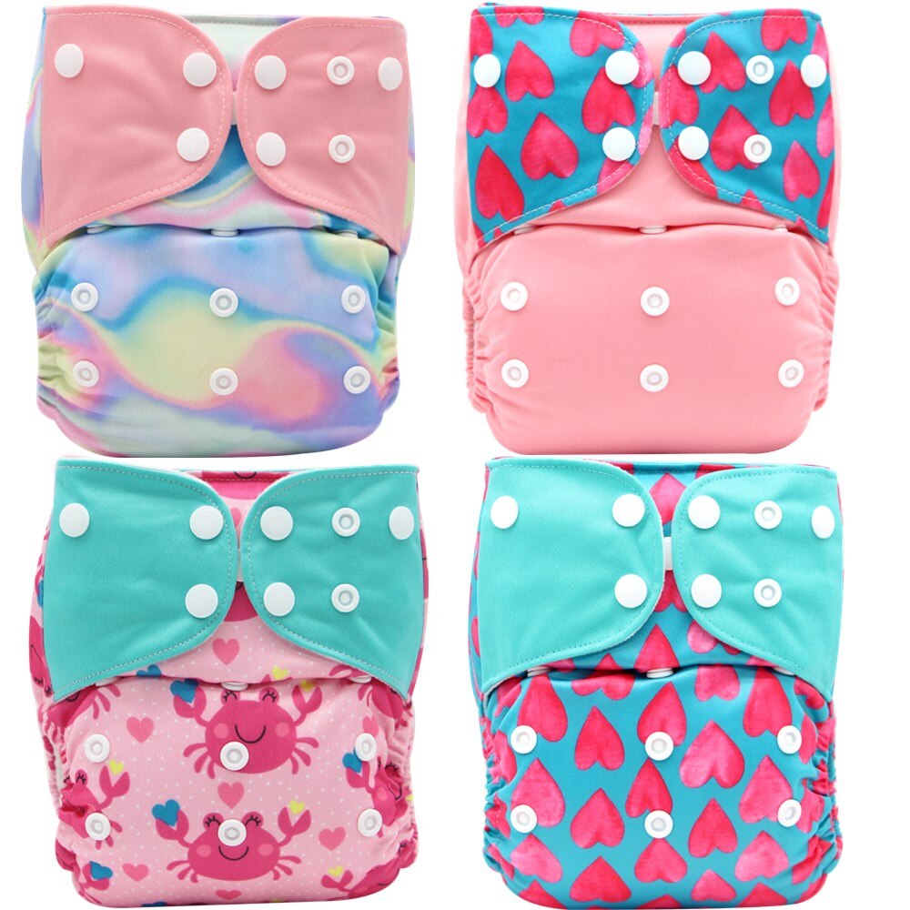 4pcs/pack Baby washable cloth diaper Reusable Nappy Cover Pocket dipers for baby products fralda ecologica couche lavable bebe: K