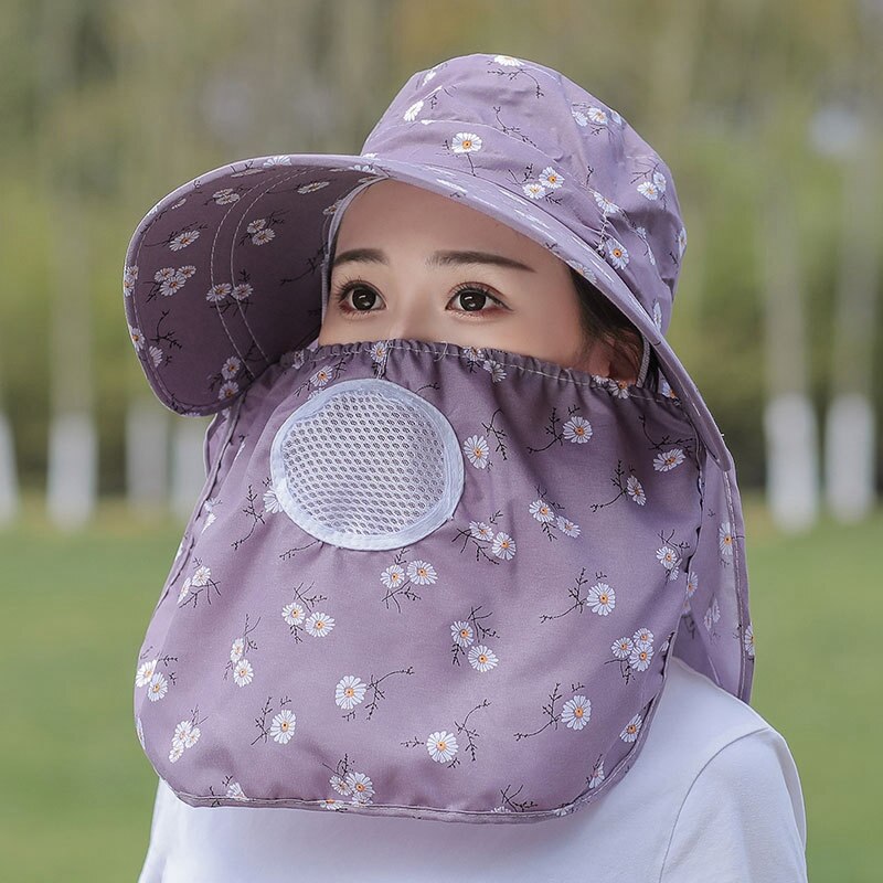 Sun Hat Female Summer Hat Cover Face Sun Hat All-match Summer Hat with Big Rim Anti-ultraviolet Cycling Sunhat: HT6896GY